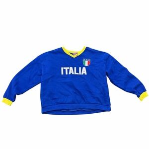 Edikted ITALIA Blue Yellow Crewneck Sweatshirt Soccer Y2K NWOT